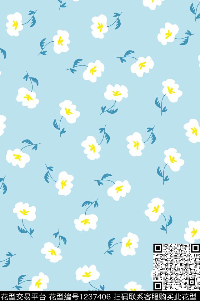 彩底花卉小碎花连衣裙传统印花华亿平台下载（图片编号: 1237406） - 瓦栏（Walan）