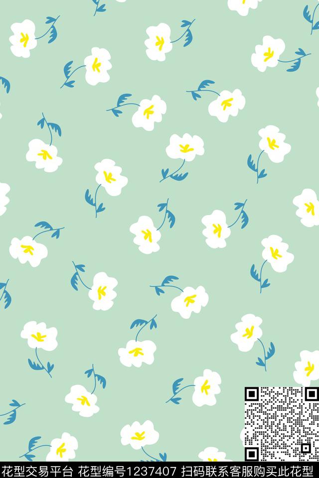 彩底花卉小碎花连衣裙传统印花华亿平台下载（图片编号: 1237407） - 瓦栏（Walan）