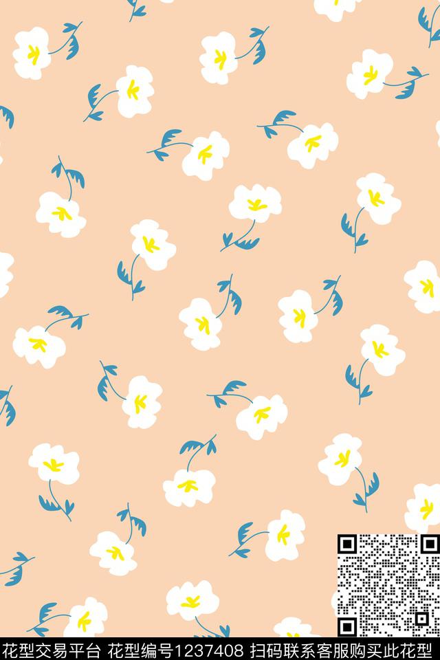 彩底花卉小碎花连衣裙传统印花华亿平台下载（图片编号: 1237408） - 瓦栏（Walan）