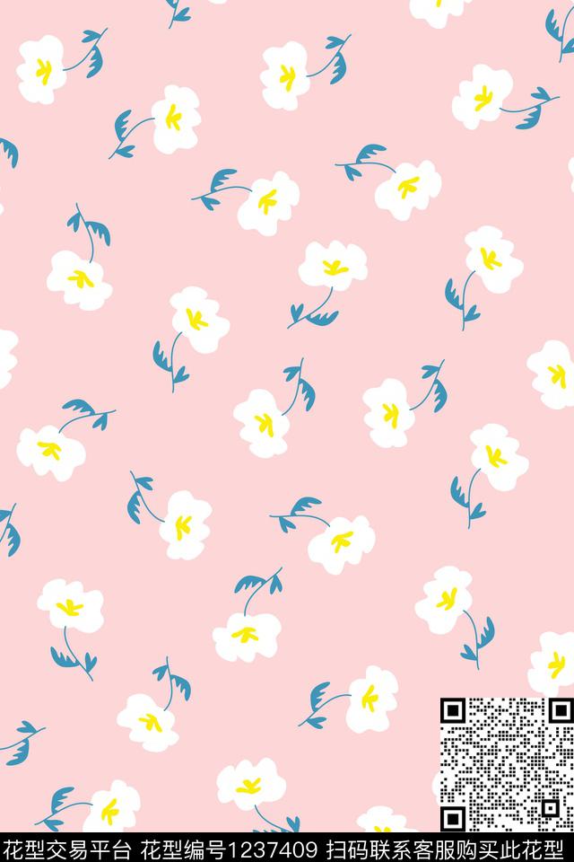 彩底花卉小碎花连衣裙传统印花华亿平台下载（图片编号: 1237409） - 瓦栏（Walan）