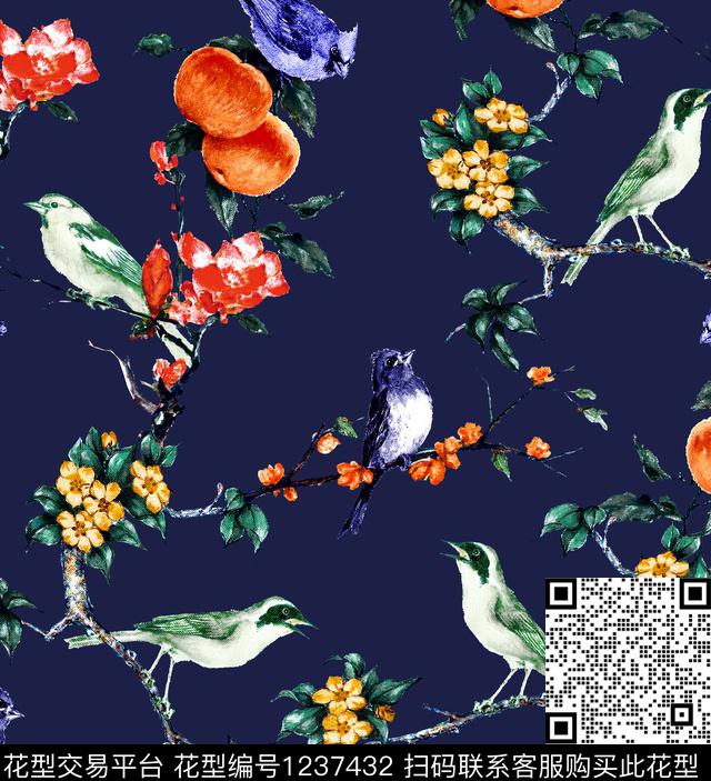 格子石榴小碎花数码印花华亿平台下载（图片编号: 1237432） - 瓦栏（Walan）