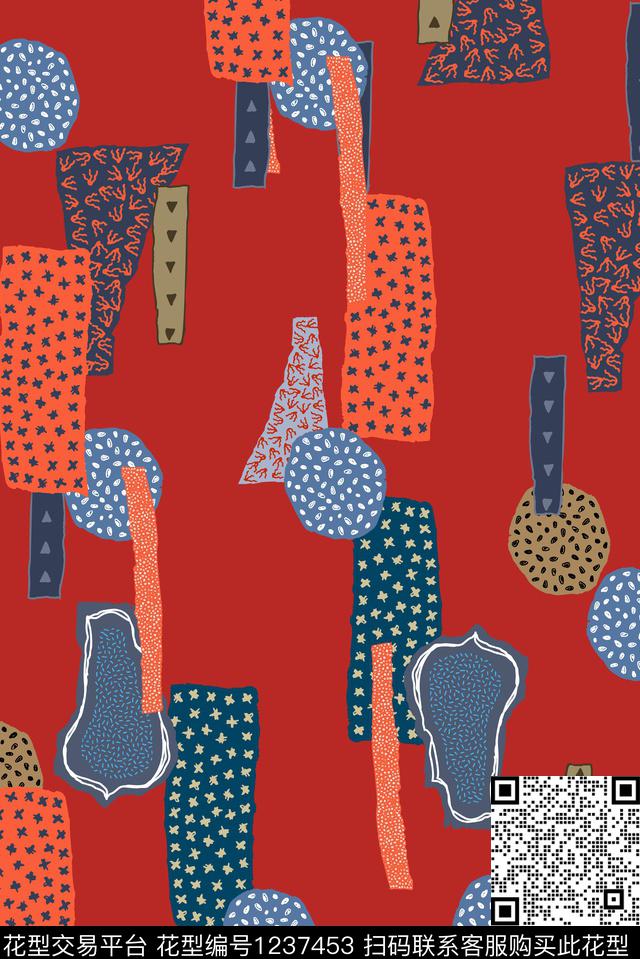 几何中老年简约数码印花华亿平台下载（图片编号: 1237453） - 瓦栏（Walan）