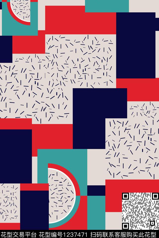 几何中老年简约数码印花华亿平台下载（图片编号: 1237471） - 瓦栏（Walan）
