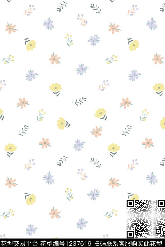 彩底花卉小碎花连衣裙传统印花华亿平台下载（图片编号: 1237619） - 瓦栏（Walan）