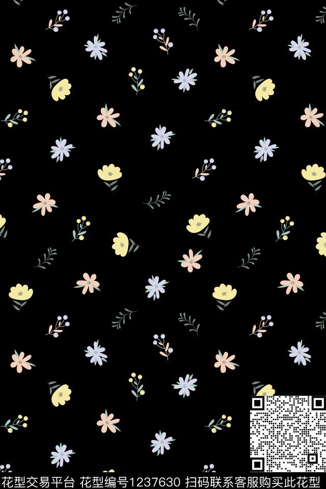 彩底花卉小碎花连衣裙传统印花华亿平台下载（图片编号: 1237630） - 瓦栏（Walan）