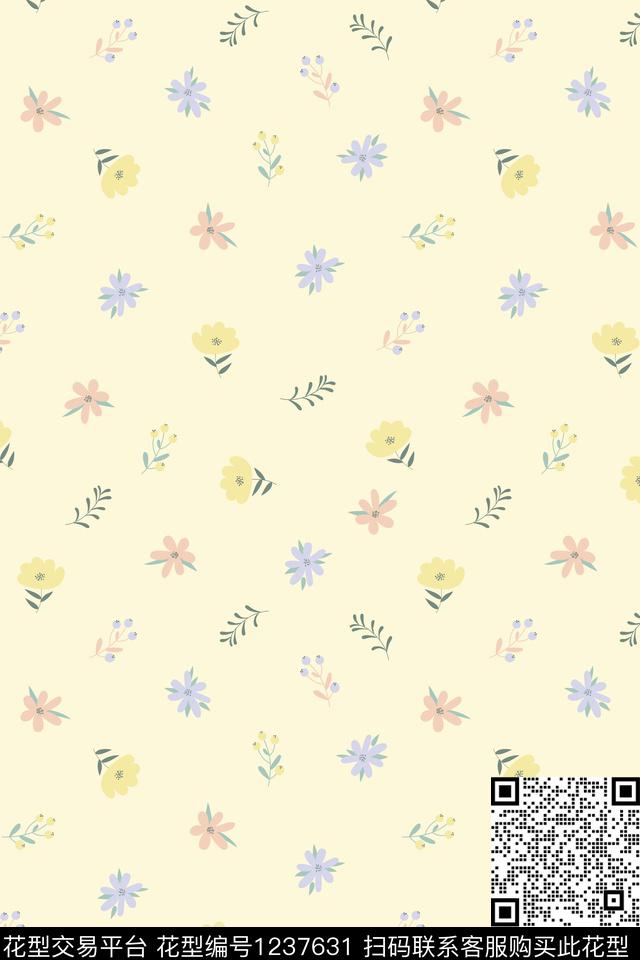 彩底花卉小碎花连衣裙传统印花华亿平台下载（图片编号: 1237631） - 瓦栏（Walan）