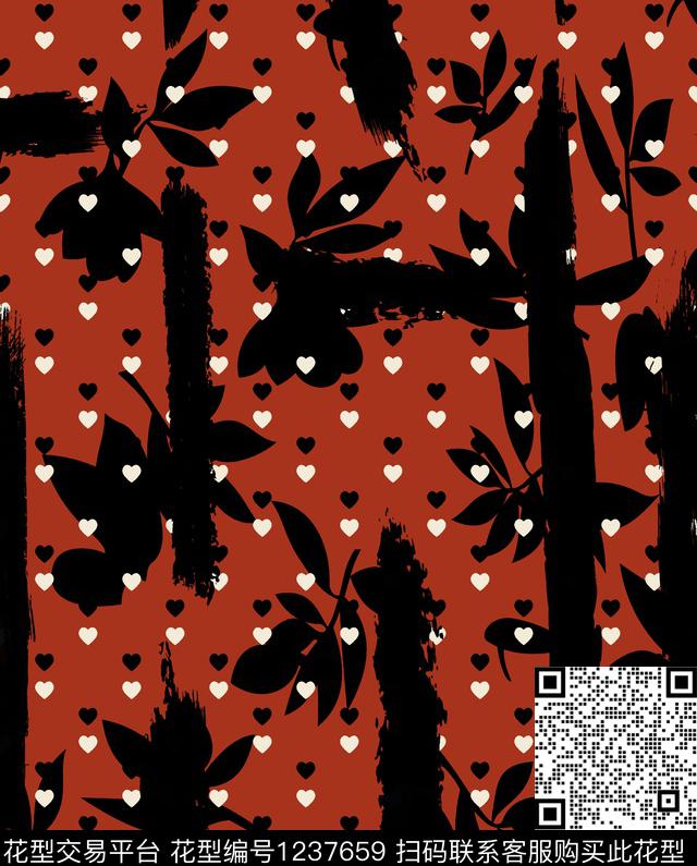 抽象爱心传统印花华亿平台下载（图片编号: 1237659） - 瓦栏（Walan）