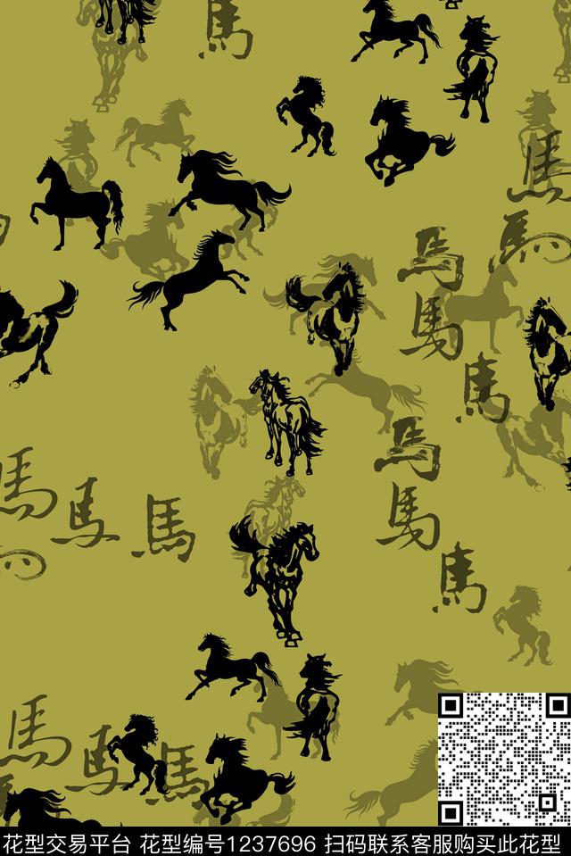 男装简约马群传统印花华亿平台下载（图片编号: 1237696） - 瓦栏（Walan）