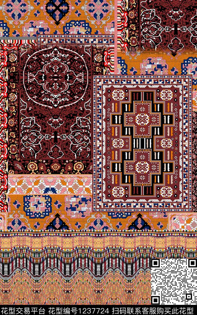 复古秋冬华亿平台几何定位数码印花华亿平台下载（图片编号: 1237724） - 瓦栏（Walan）