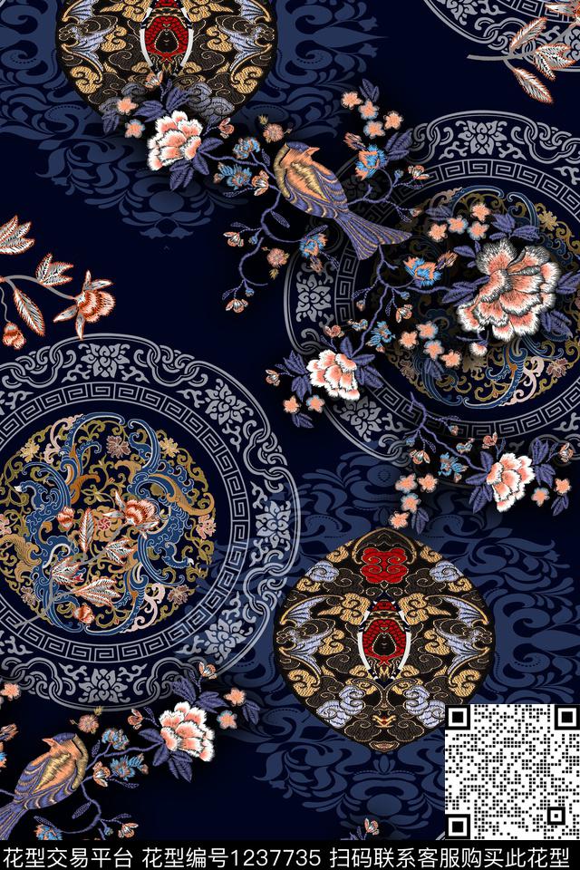 数码华亿平台时尚中国风数码印花华亿平台下载（图片编号: 1237735） - 瓦栏（Walan）