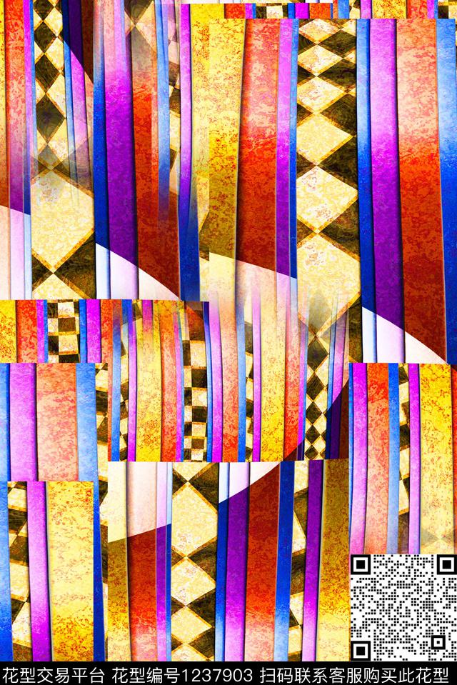 几何线条简约数码印花华亿平台下载（图片编号: 1237903） - 瓦栏（Walan）