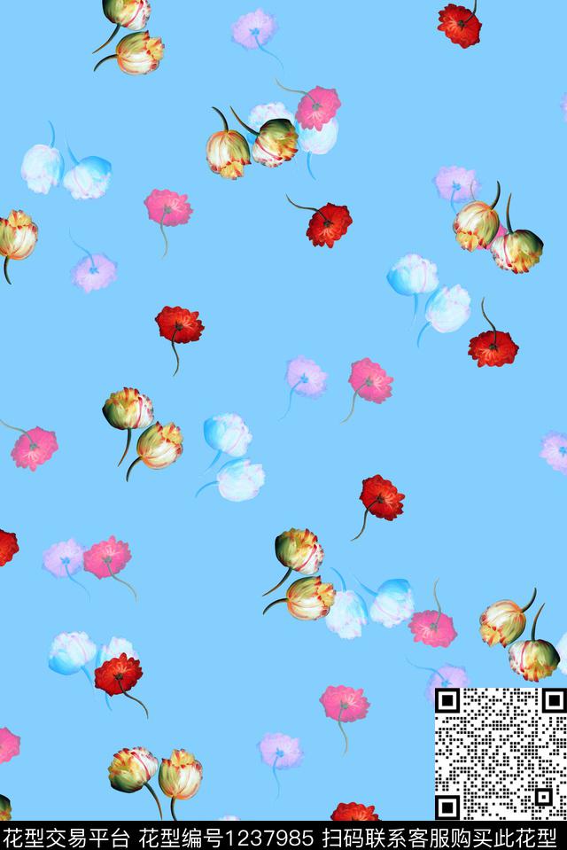 小碎花女装花卉数码印花华亿平台下载（图片编号: 1237985） - 瓦栏（Walan）