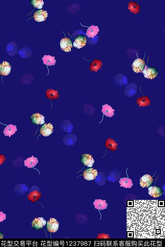 小碎花女装花卉数码印花华亿平台下载（图片编号: 1237987） - 瓦栏（Walan）