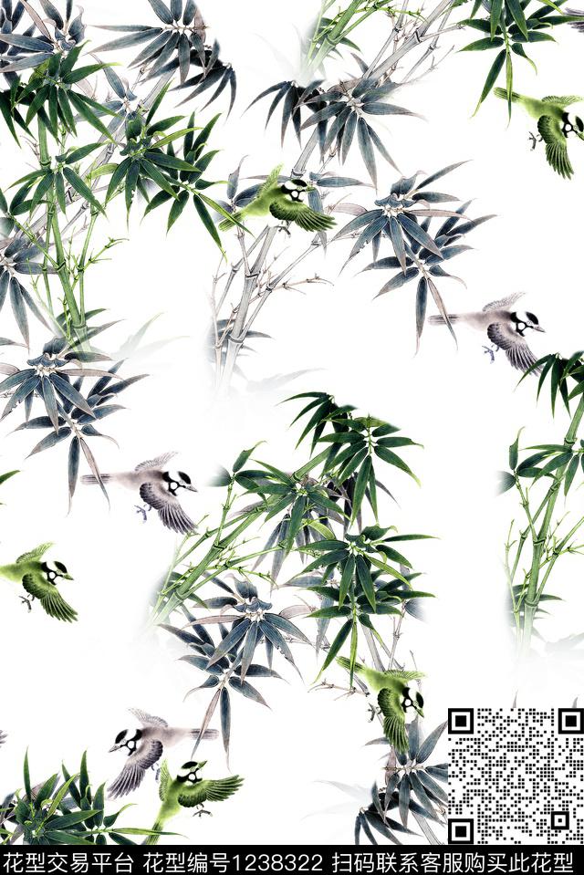 鸟女装竹子数码印花华亿平台下载（图片编号: 1238322） - 瓦栏（Walan）