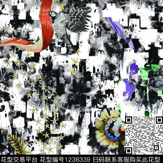 潮牌抽象花卉复古数码印花华亿平台下载（图片编号: 1238339） - 瓦栏（Walan）