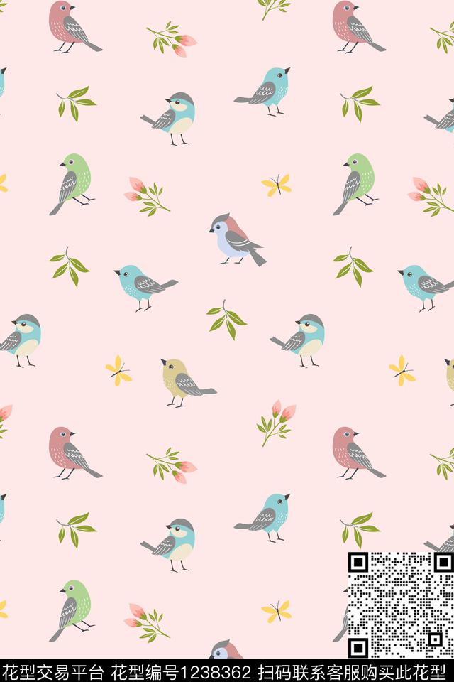 连衣裙旗袍小鸟满排传统印花华亿平台下载（图片编号: 1238362） - 瓦栏（Walan）