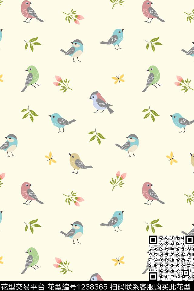 连衣裙旗袍小鸟满排传统印花华亿平台下载（图片编号: 1238365） - 瓦栏（Walan）