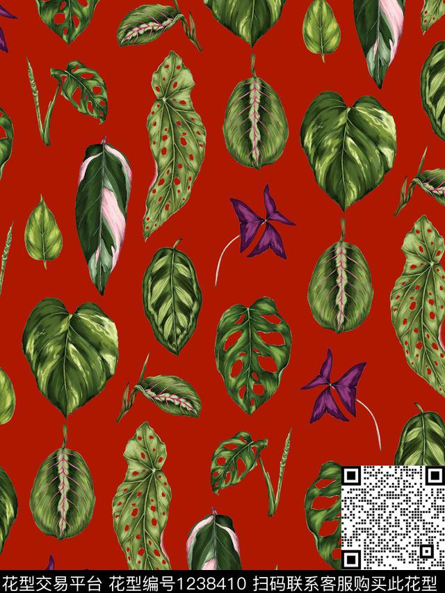 小碎花松子松枝数码印花华亿平台下载（图片编号: 1238410） - 瓦栏（Walan）