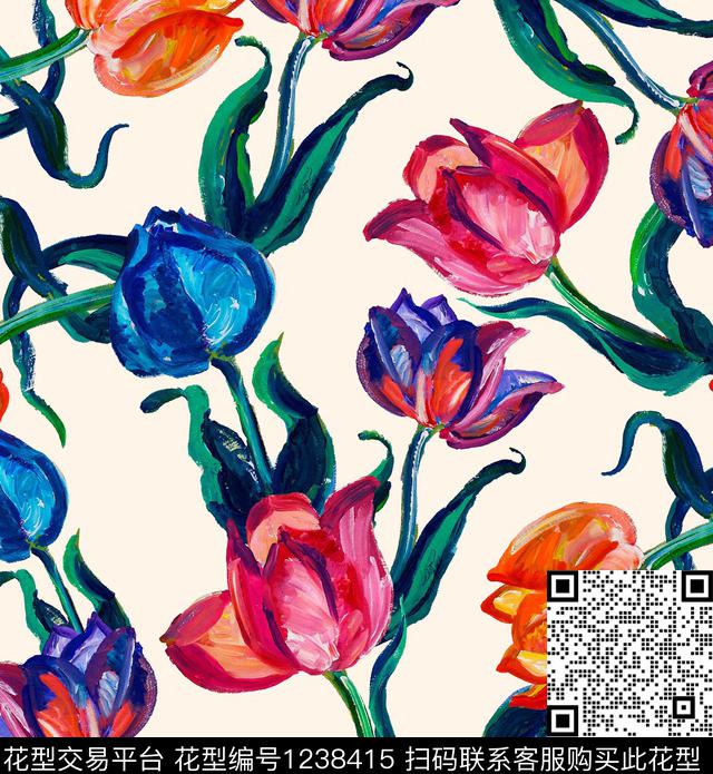 郁金香数码印花华亿平台下载（图片编号: 1238415） - 瓦栏（Walan）