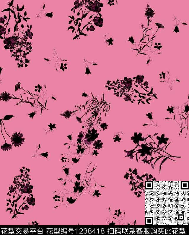 小碎花松子松枝数码印花华亿平台下载（图片编号: 1238418） - 瓦栏（Walan）