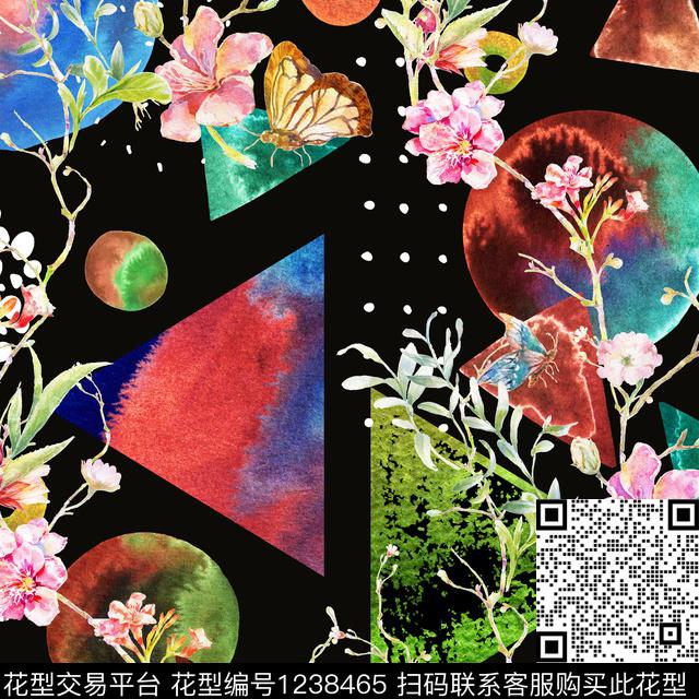 花卉几何绿植树叶数码印花华亿平台下载（图片编号: 1238465） - 瓦栏（Walan）