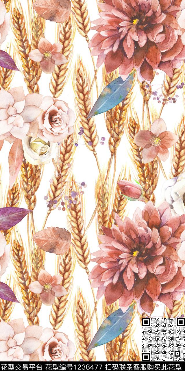 花卉女装麦穗数码印花华亿平台下载（图片编号: 1238477） - 瓦栏（Walan）