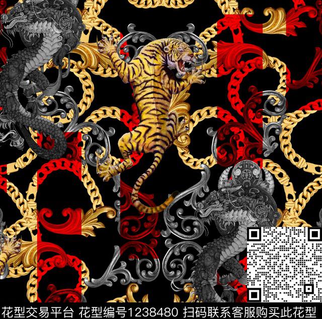 潮牌链条大牌风数码印花华亿平台下载（图片编号: 1238480） - 瓦栏（Walan）