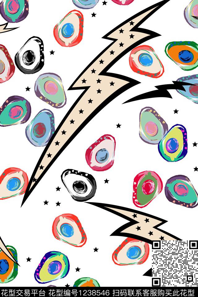 卡通水果抽象数码印花华亿平台下载（图片编号: 1238546） - 瓦栏（Walan）