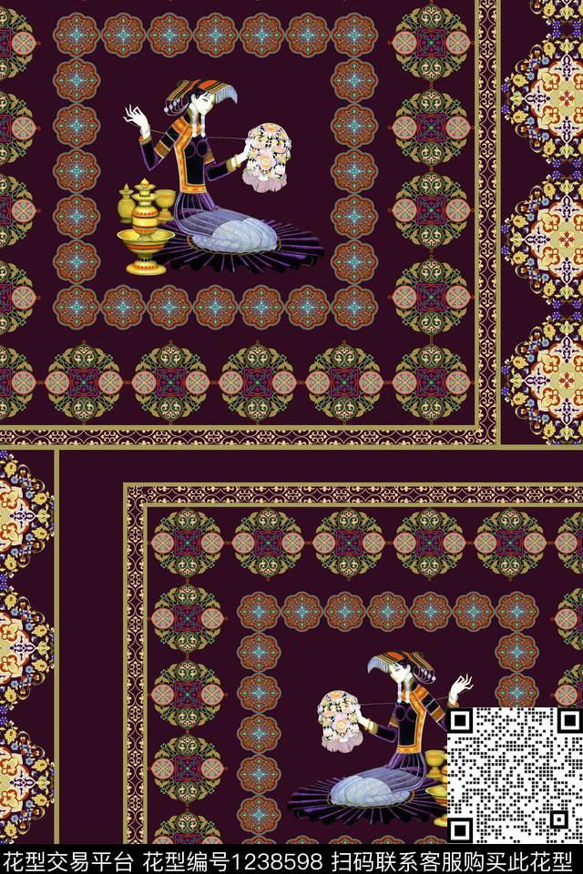 民族花卉大牌风民族风数码印花华亿平台下载（图片编号: 1238598） - 瓦栏（Walan）