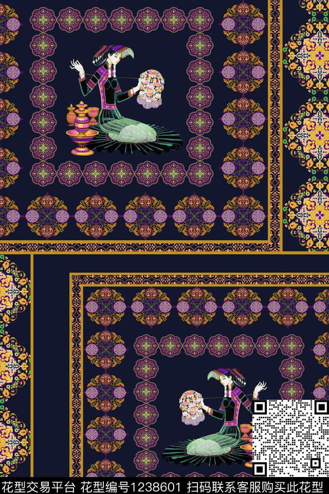 民族花卉大牌风民族风数码印花华亿平台下载（图片编号: 1238601） - 瓦栏（Walan）