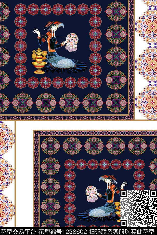 民族花卉大牌风民族风数码印花华亿平台下载（图片编号: 1238602） - 瓦栏（Walan）