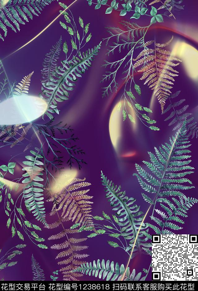 植物休闲绿植树叶数码印花华亿平台下载（图片编号: 1238618） - 瓦栏（Walan）