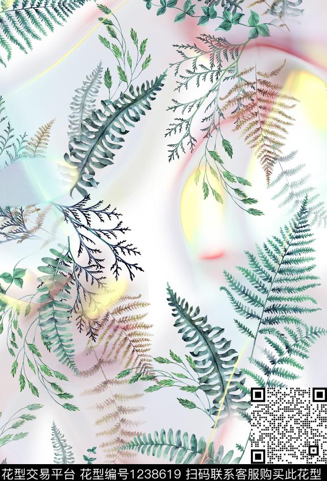 植物休闲绿植树叶数码印花华亿平台下载（图片编号: 1238619） - 瓦栏（Walan）