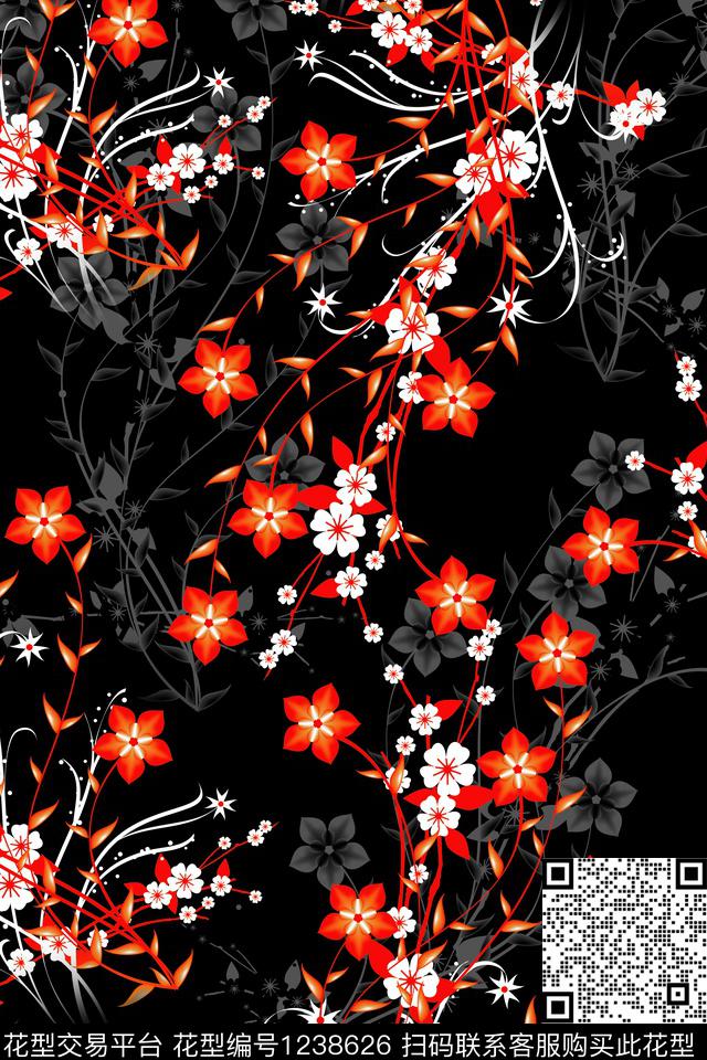 花卉数码印花华亿平台下载（图片编号: 1238626） - 瓦栏（Walan）