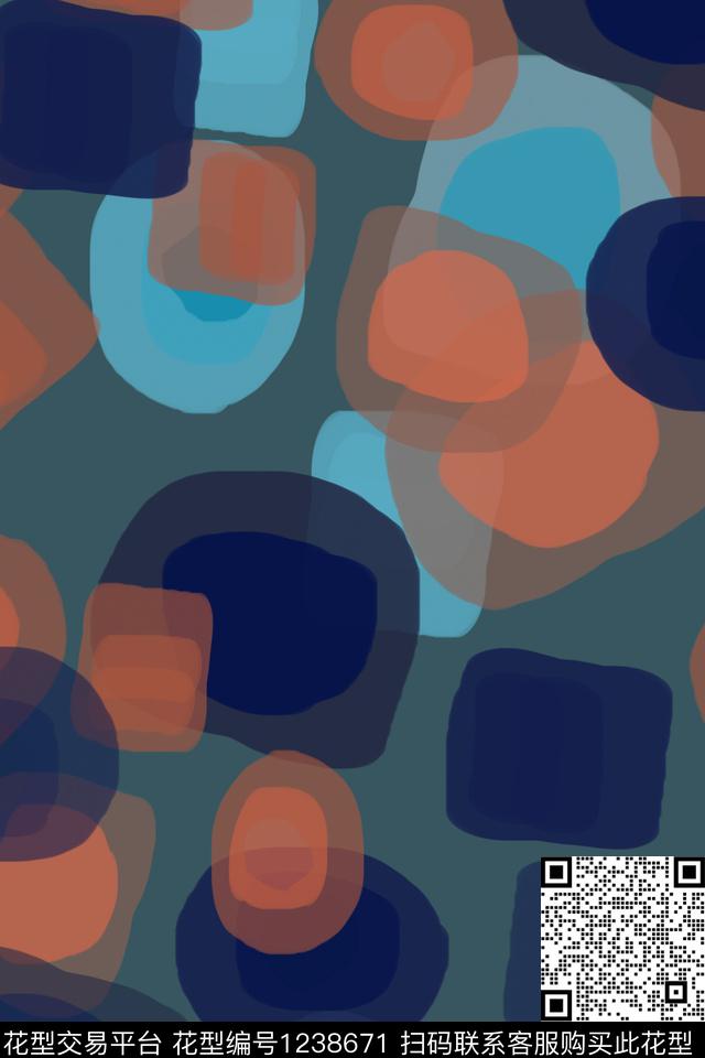 几何男装休闲花卉手绘线条笔触数码印花华亿平台下载（图片编号: 1238671） - 瓦栏（Walan）