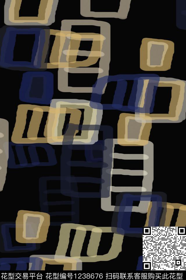 几何手绘线条笔触男装休闲花卉数码印花华亿平台下载（图片编号: 1238676） - 瓦栏（Walan）