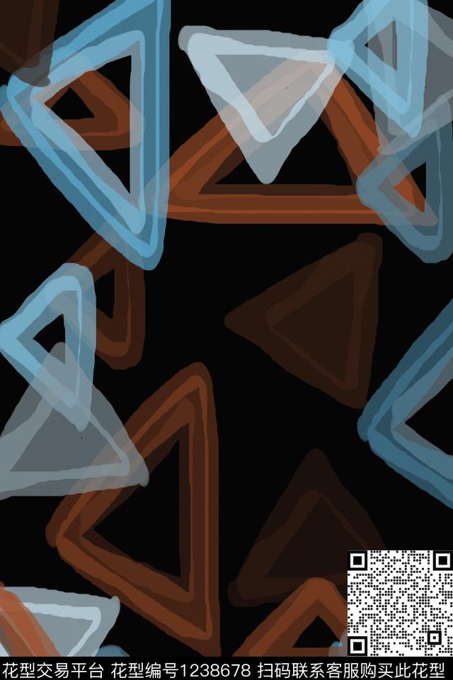 三角形几何手绘线条笔触数码印花华亿平台下载（图片编号: 1238678） - 瓦栏（Walan）