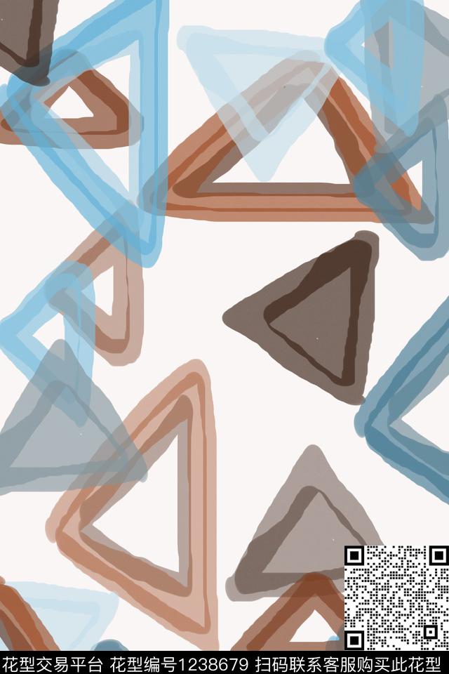 三角形几何手绘线条笔触数码印花华亿平台下载（图片编号: 1238679） - 瓦栏（Walan）