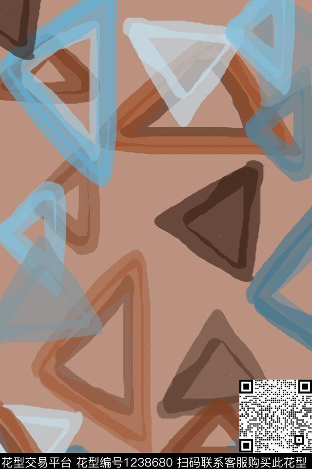 三角形几何手绘线条笔触数码印花华亿平台下载（图片编号: 1238680） - 瓦栏（Walan）