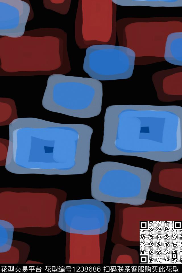 密铺几何手绘线条笔触男装休闲花卉数码印花华亿平台下载（图片编号: 1238686） - 瓦栏（Walan）