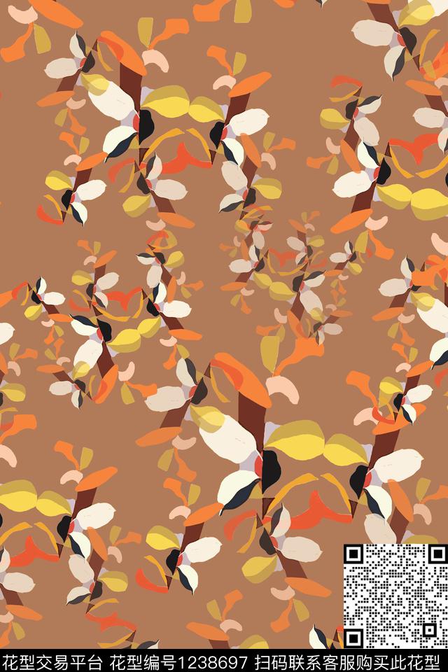 植物树叶组合树叶抽象传统印花华亿平台下载（图片编号: 1238697） - 瓦栏（Walan）