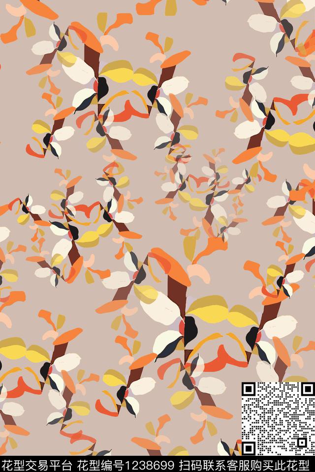 植物树叶组合树叶抽象传统印花华亿平台下载（图片编号: 1238699） - 瓦栏（Walan）