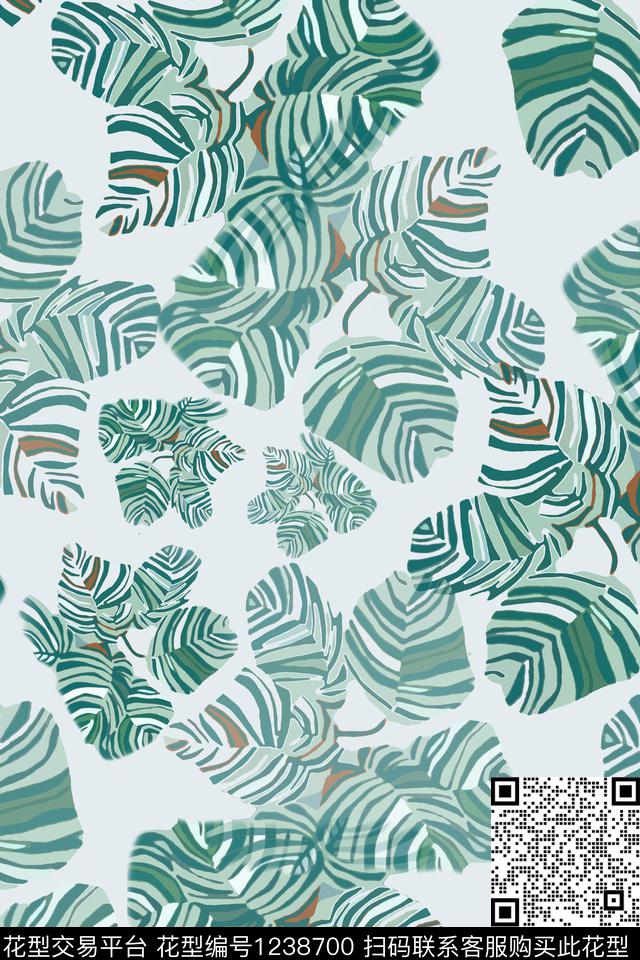植物树叶组合树叶抽象数码印花华亿平台下载（图片编号: 1238700） - 瓦栏（Walan）