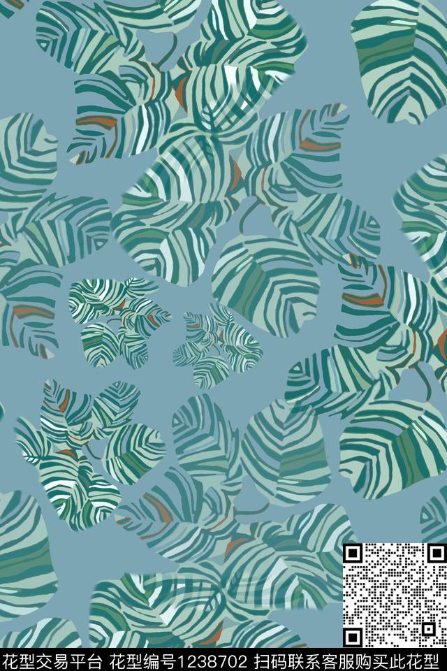 植物树叶组合树叶抽象数码印花华亿平台下载（图片编号: 1238702） - 瓦栏（Walan）