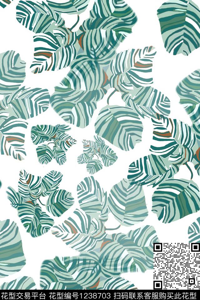 植物树叶组合树叶抽象数码印花华亿平台下载（图片编号: 1238703） - 瓦栏（Walan）