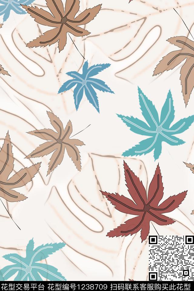 植物树叶组合树叶抽象传统印花华亿平台下载（图片编号: 1238709） - 瓦栏（Walan）