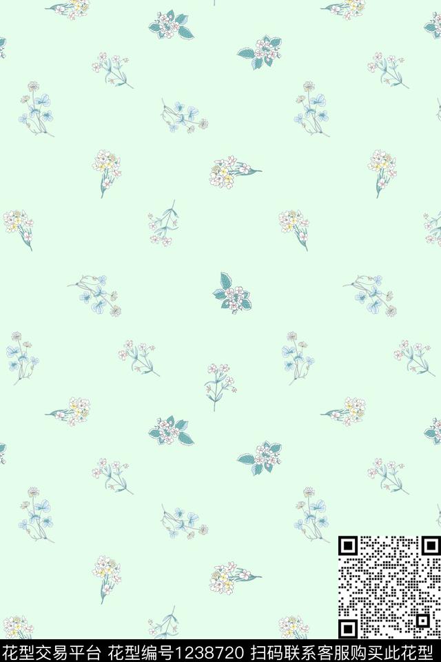 连衣裙小束花女青年服装传统印花华亿平台下载（图片编号: 1238720） - 瓦栏（Walan）