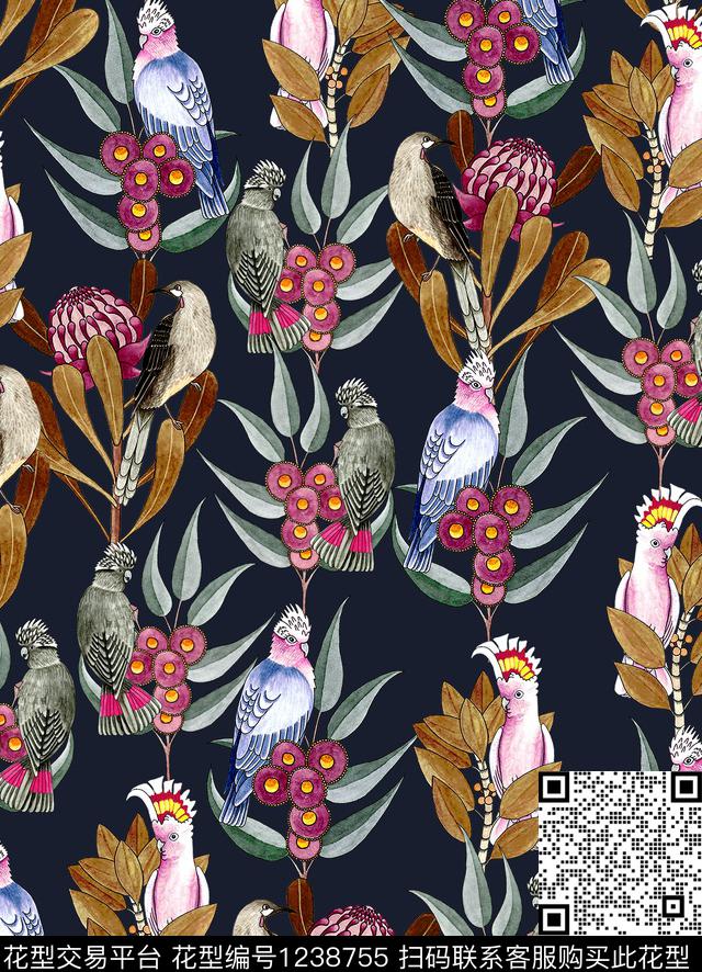 樱桃牡丹小碎花数码印花华亿平台下载（图片编号: 1238755） - 瓦栏（Walan）