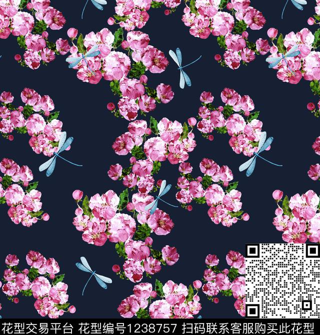 樱桃牡丹小碎花数码印花华亿平台下载（图片编号: 1238757） - 瓦栏（Walan）
