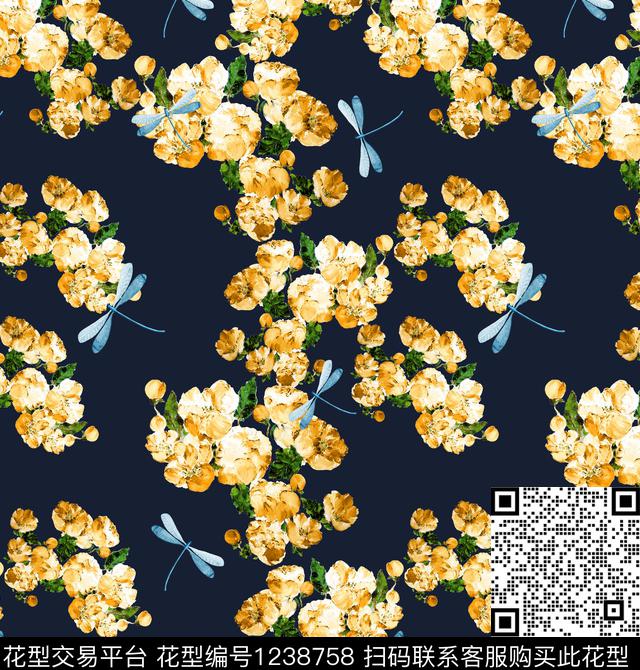 樱桃牡丹小碎花数码印花华亿平台下载（图片编号: 1238758） - 瓦栏（Walan）